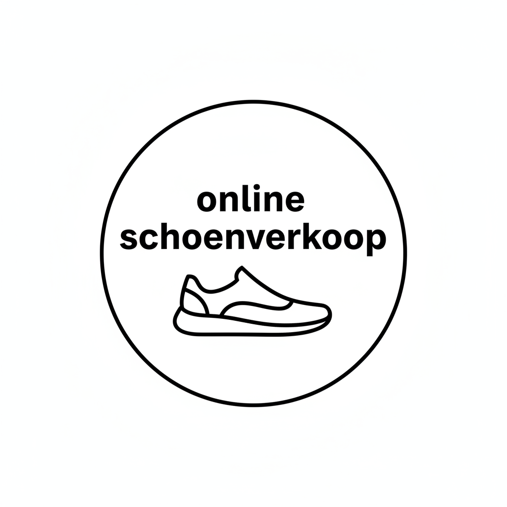 Simpel logo zwart wit met het woord online schoenverkoop 
